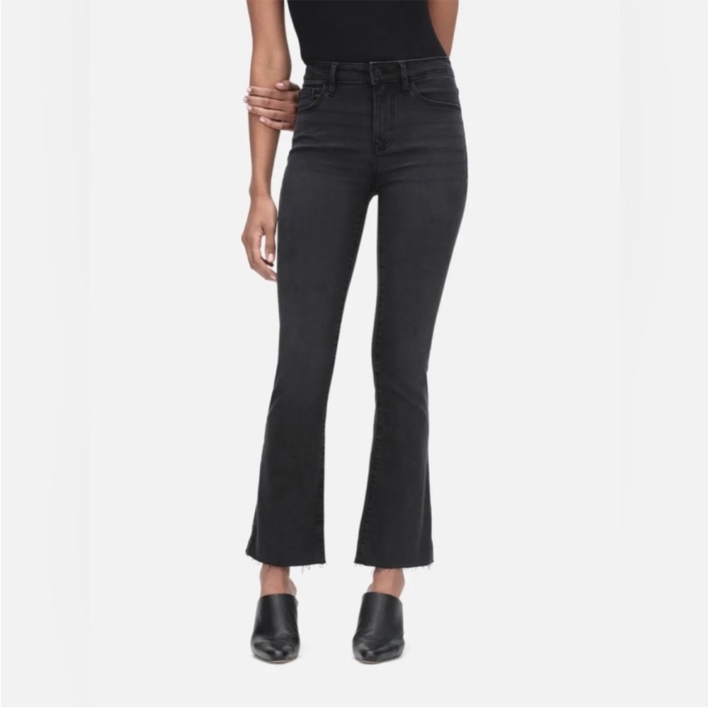 BOGO! FRAME Le Crop Mini Boot Raw Edge in Kerry Black Denim Jeans Size 27 - Picture 2 of 10